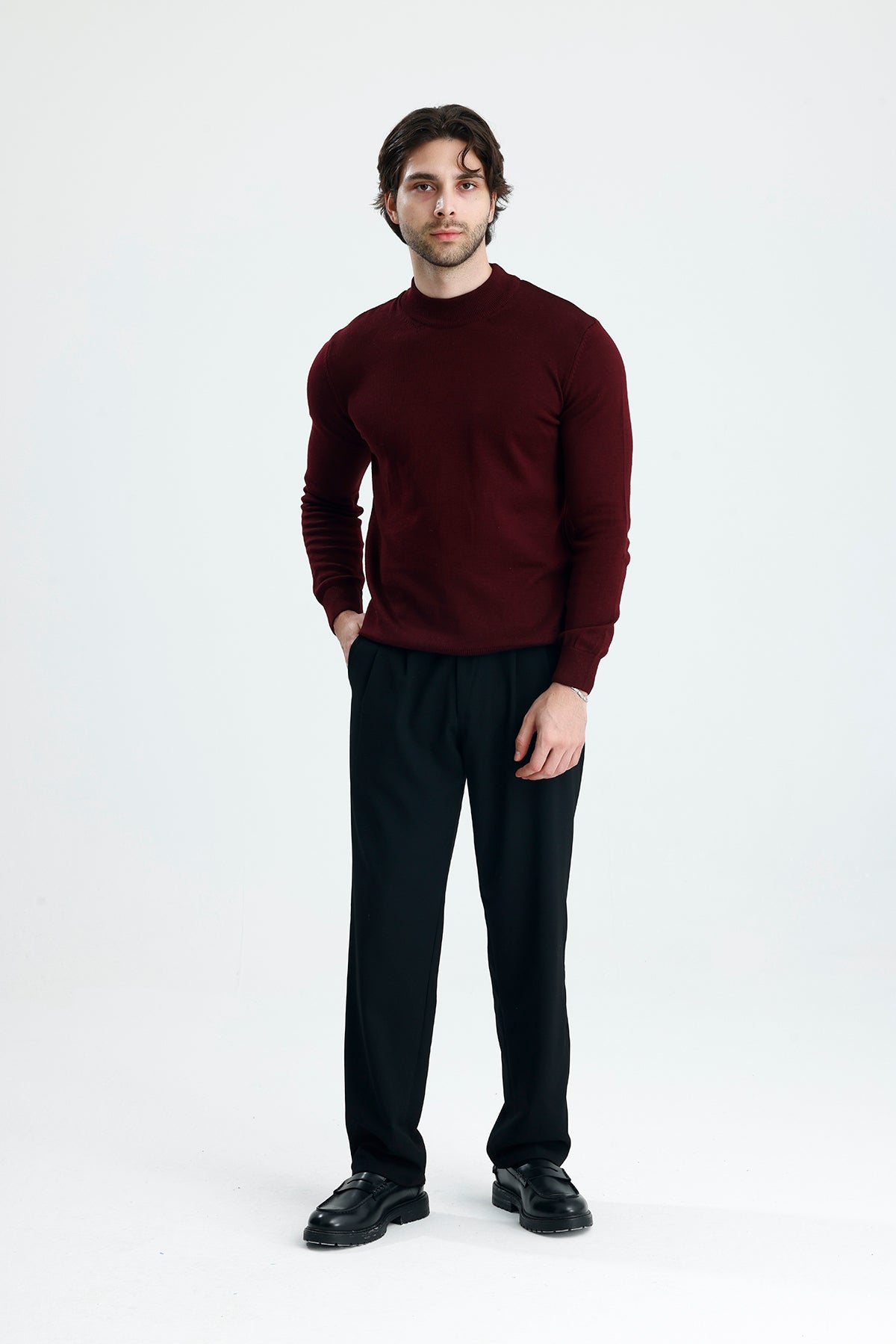 Yarım Balıkçı Yaka Düz Örgü Premium Triko Kazak