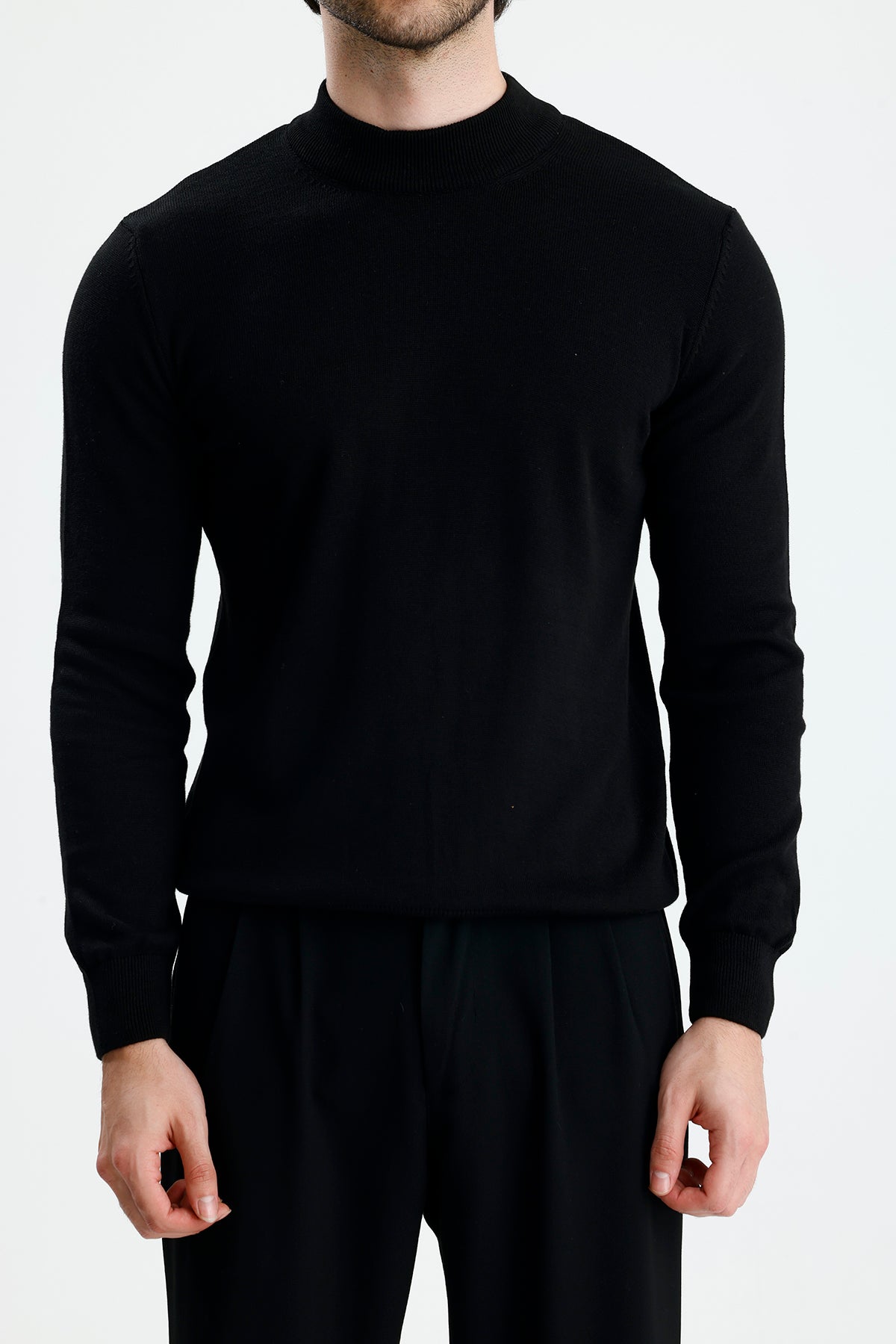 Yarım Balıkçı Yaka Düz Örgü Premium Triko Kazak