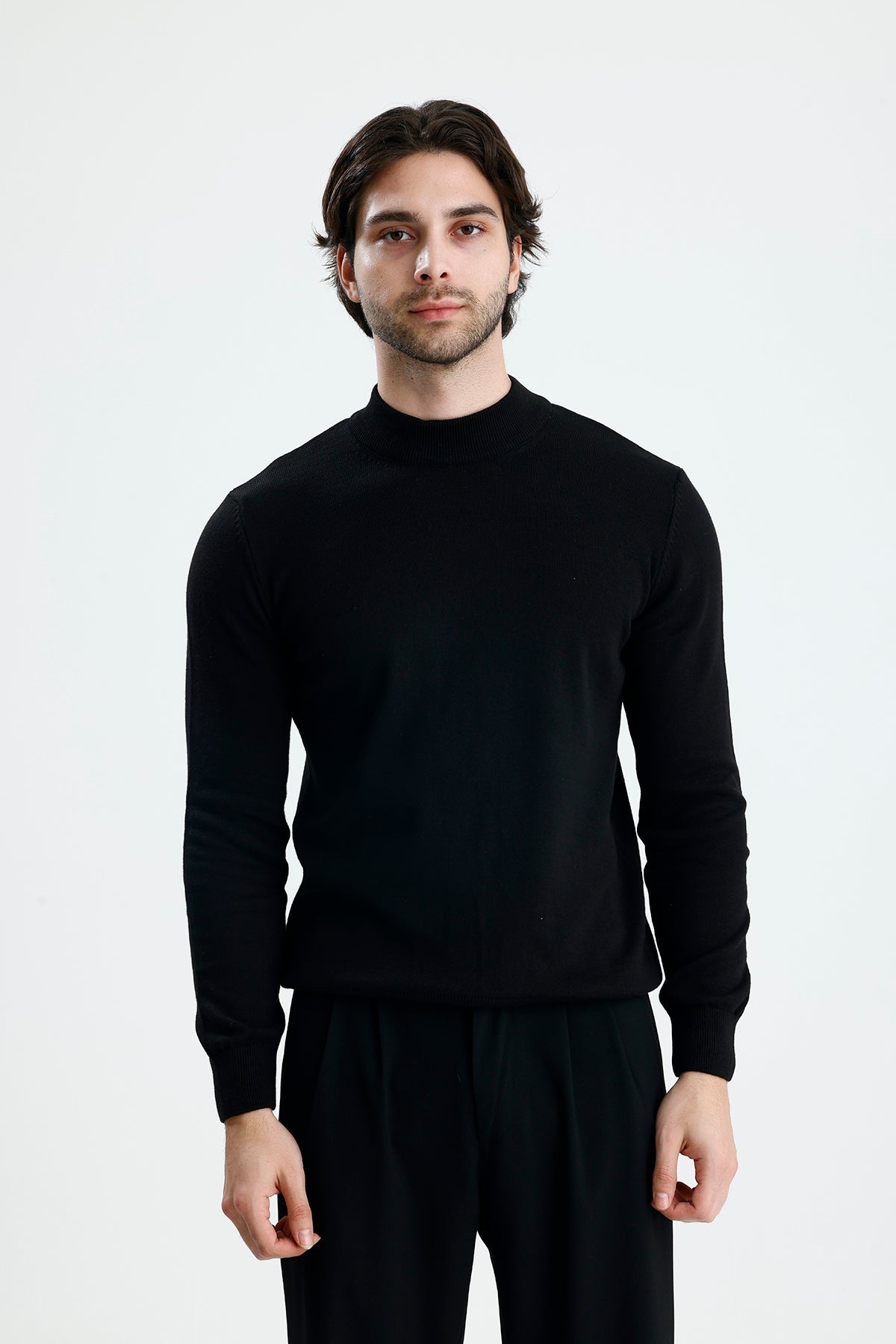 Yarım Balıkçı Yaka Düz Örgü Premium Triko Kazak