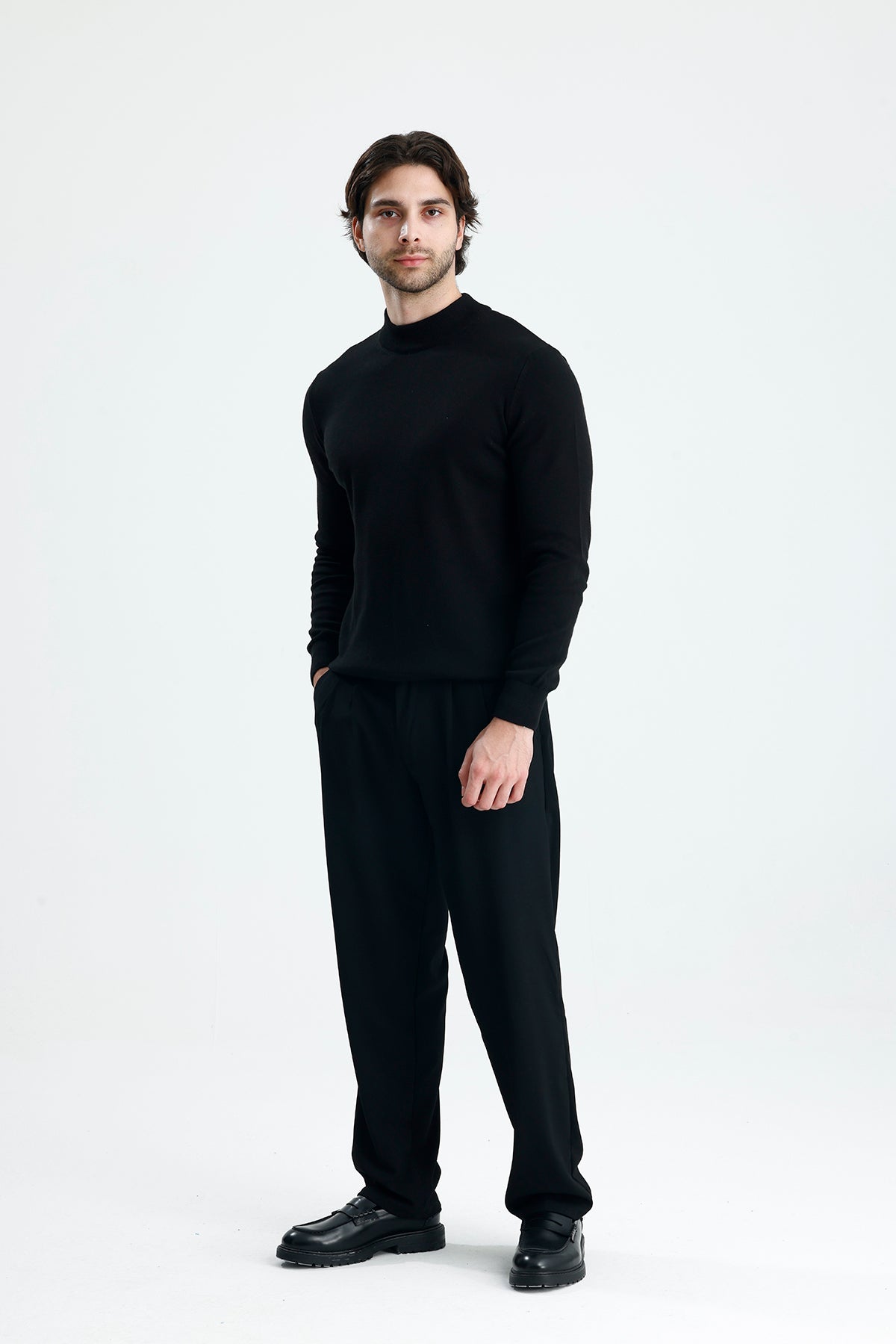 Yarım Balıkçı Yaka Düz Örgü Premium Triko Kazak