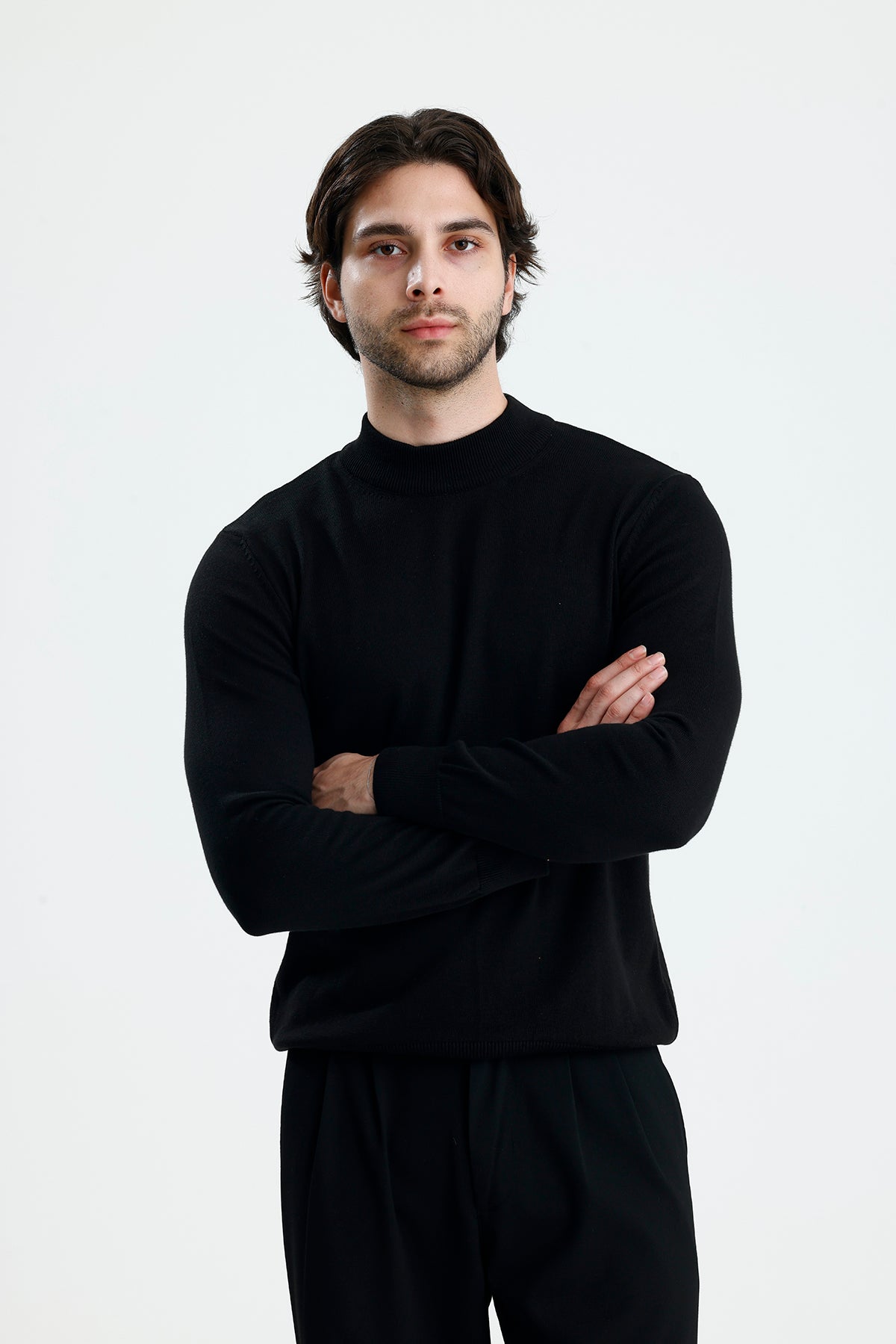 Yarım Balıkçı Yaka Düz Örgü Premium Triko Kazak