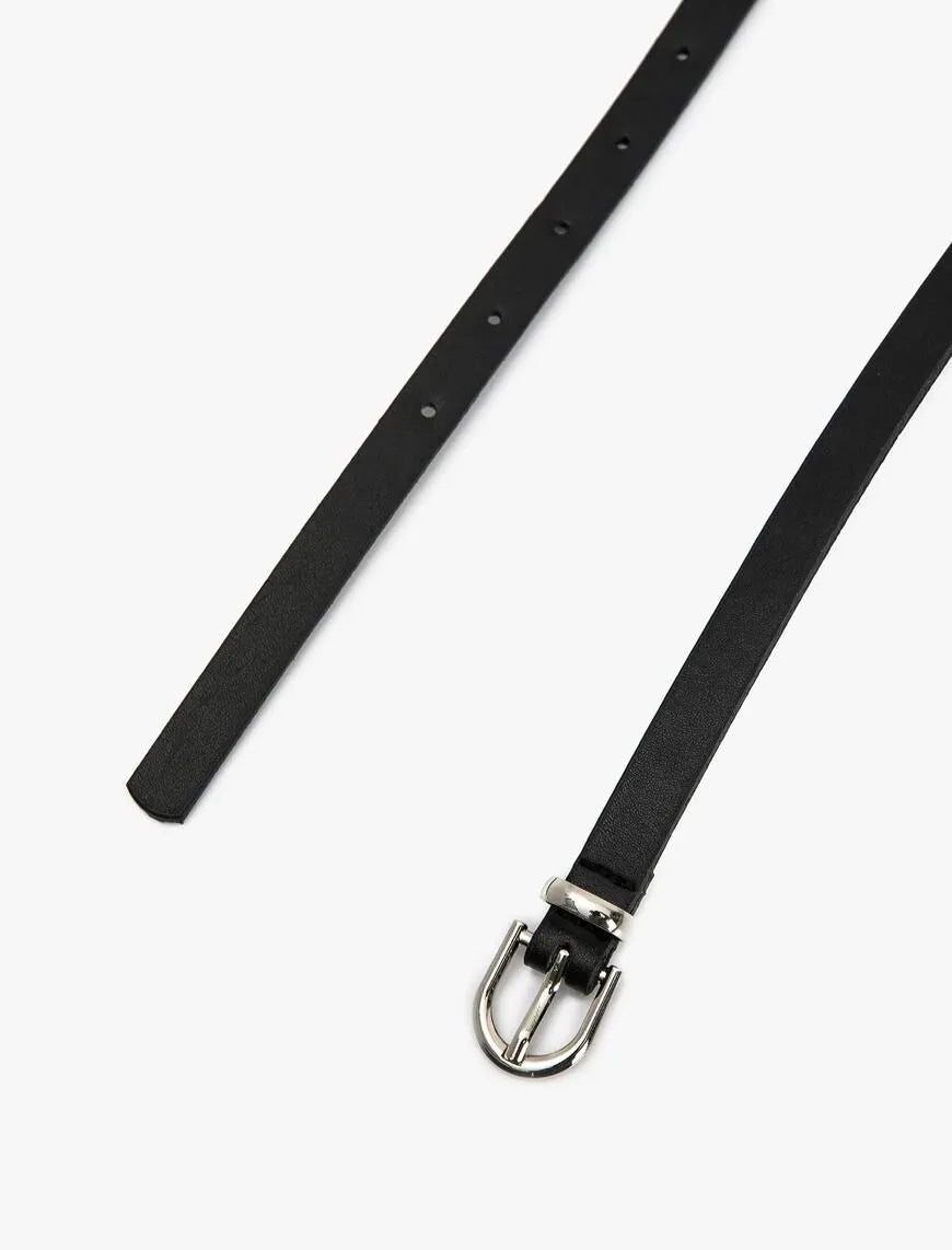 Deri Görünümlü İnce Kemer