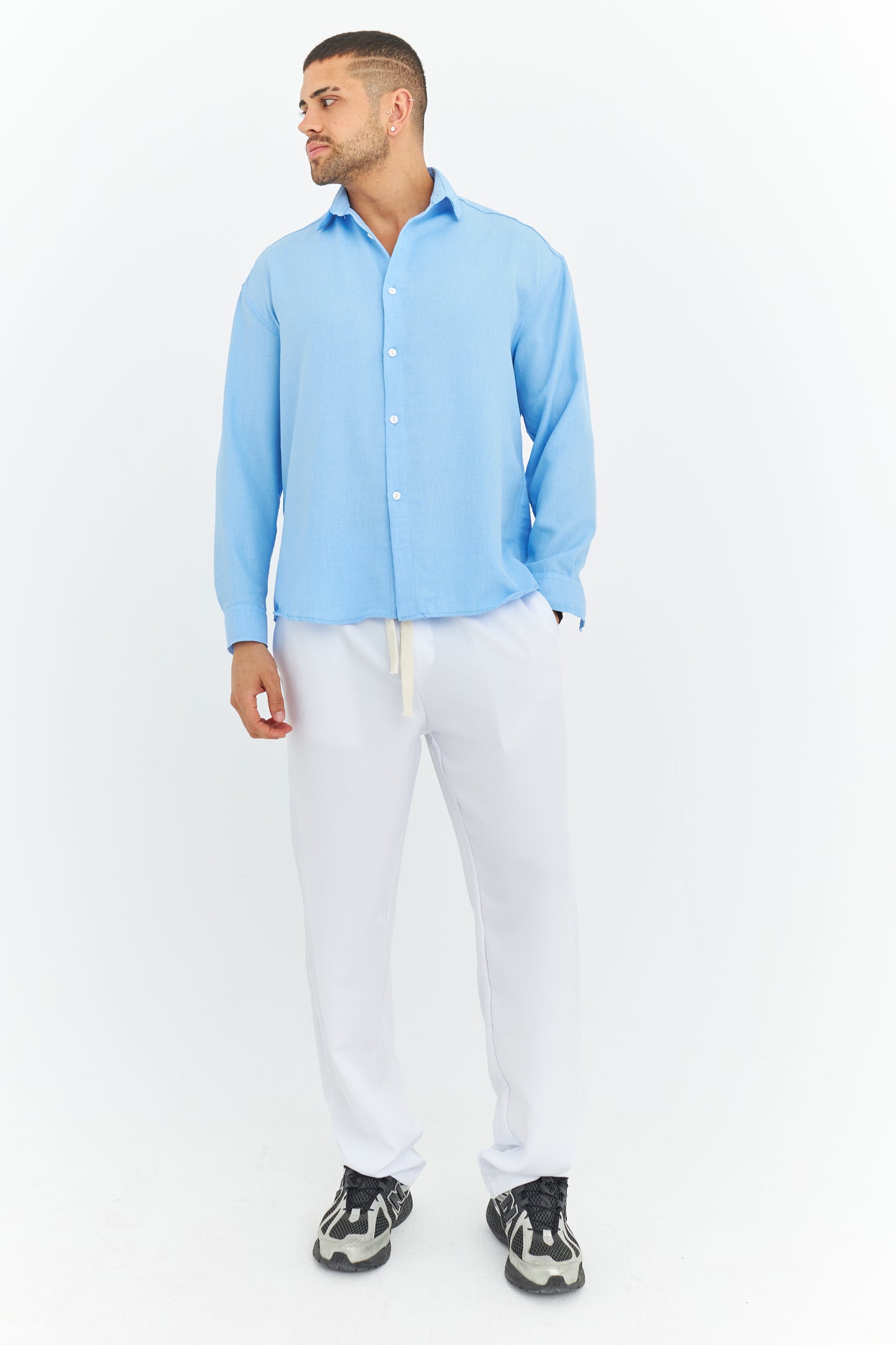 Oversize Pamuklu Keten Gömlek