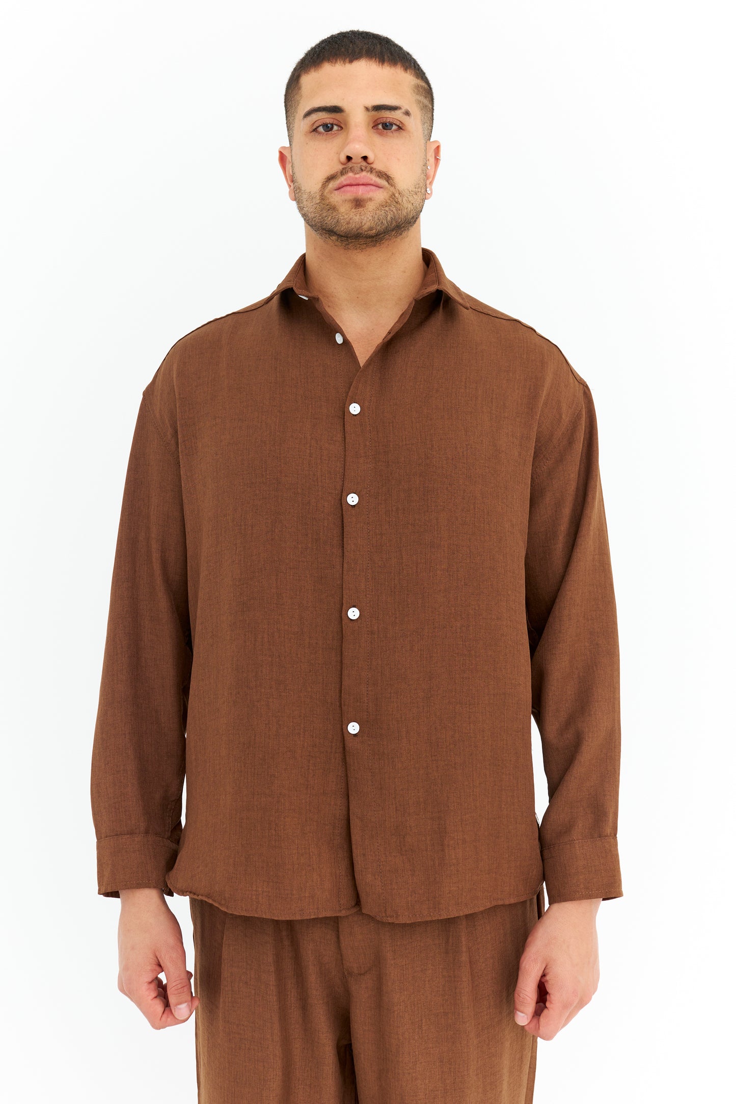 Oversize Pamuklu Keten Gömlek