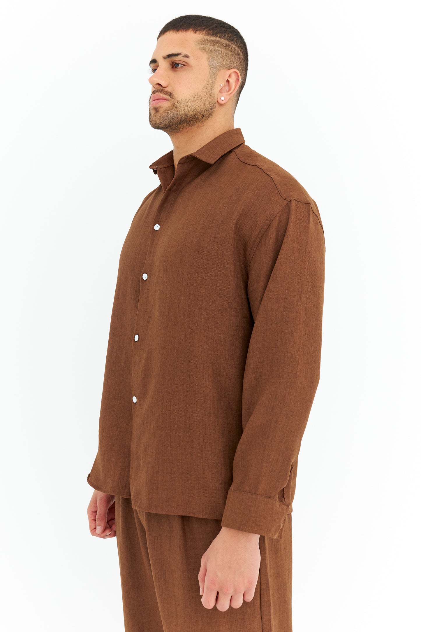 Oversize Pamuklu Keten Gömlek