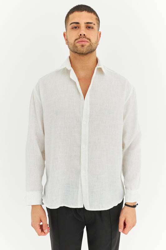 Melanjlı Premium Keten Gömlek