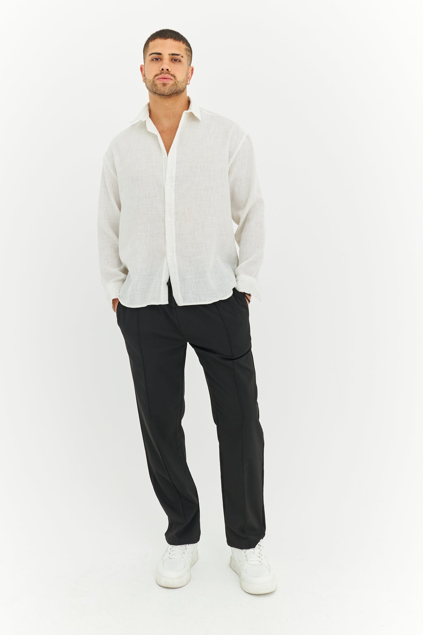 Melanjlı Premium Keten Gömlek