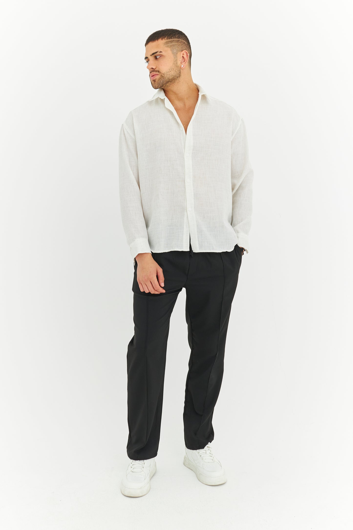 Melanjlı Premium Keten Gömlek