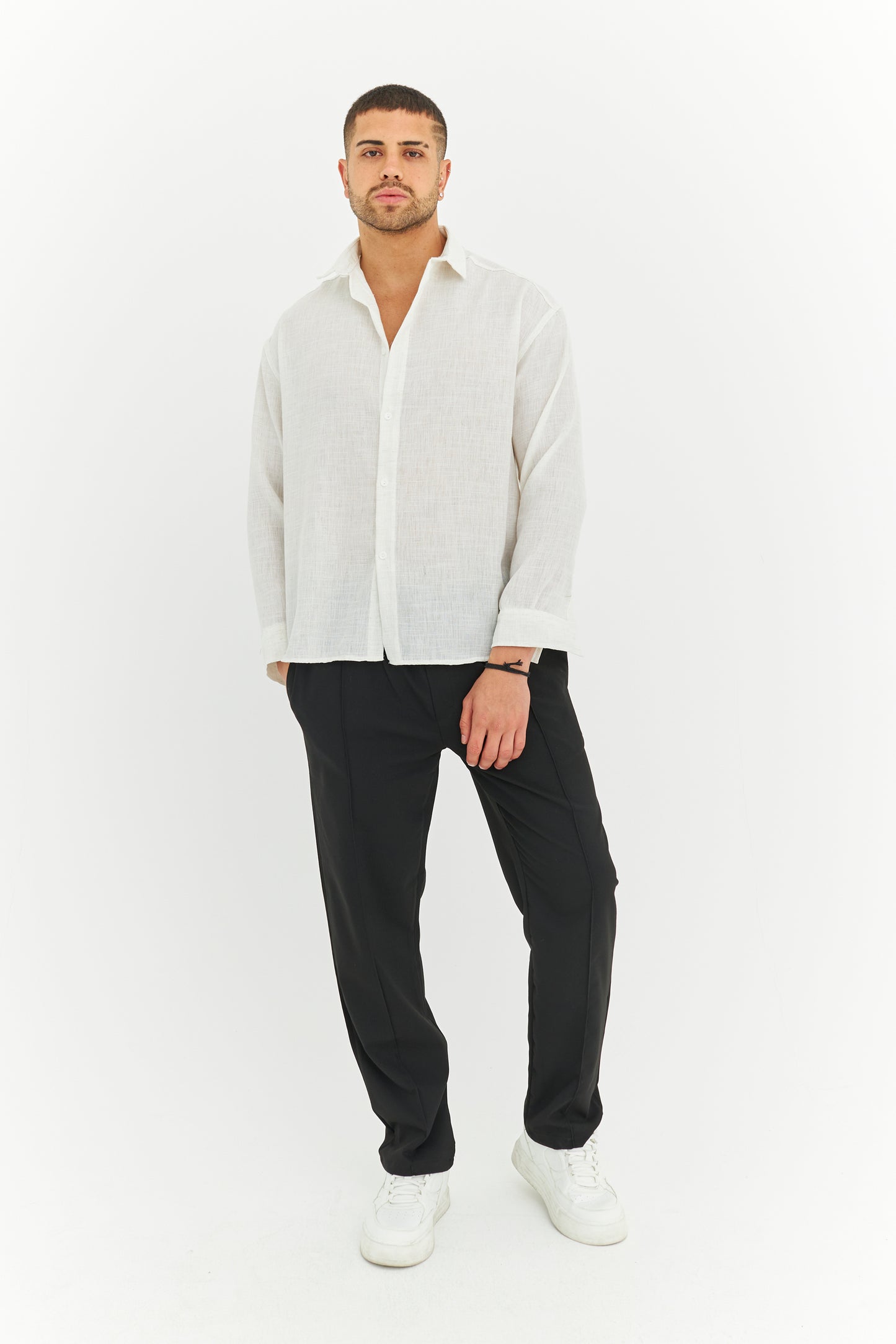 Melanjlı Premium Keten Gömlek