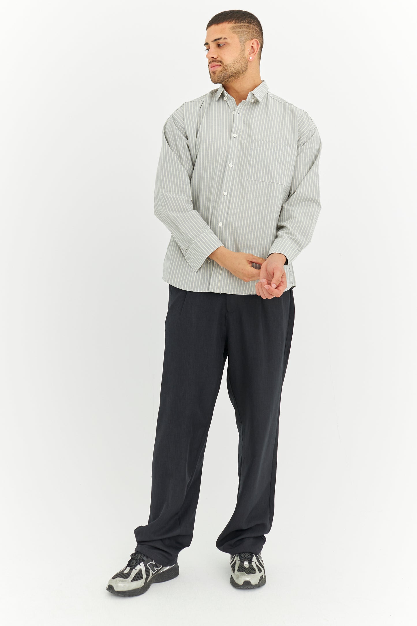 Çizgili Keten Gömlek 