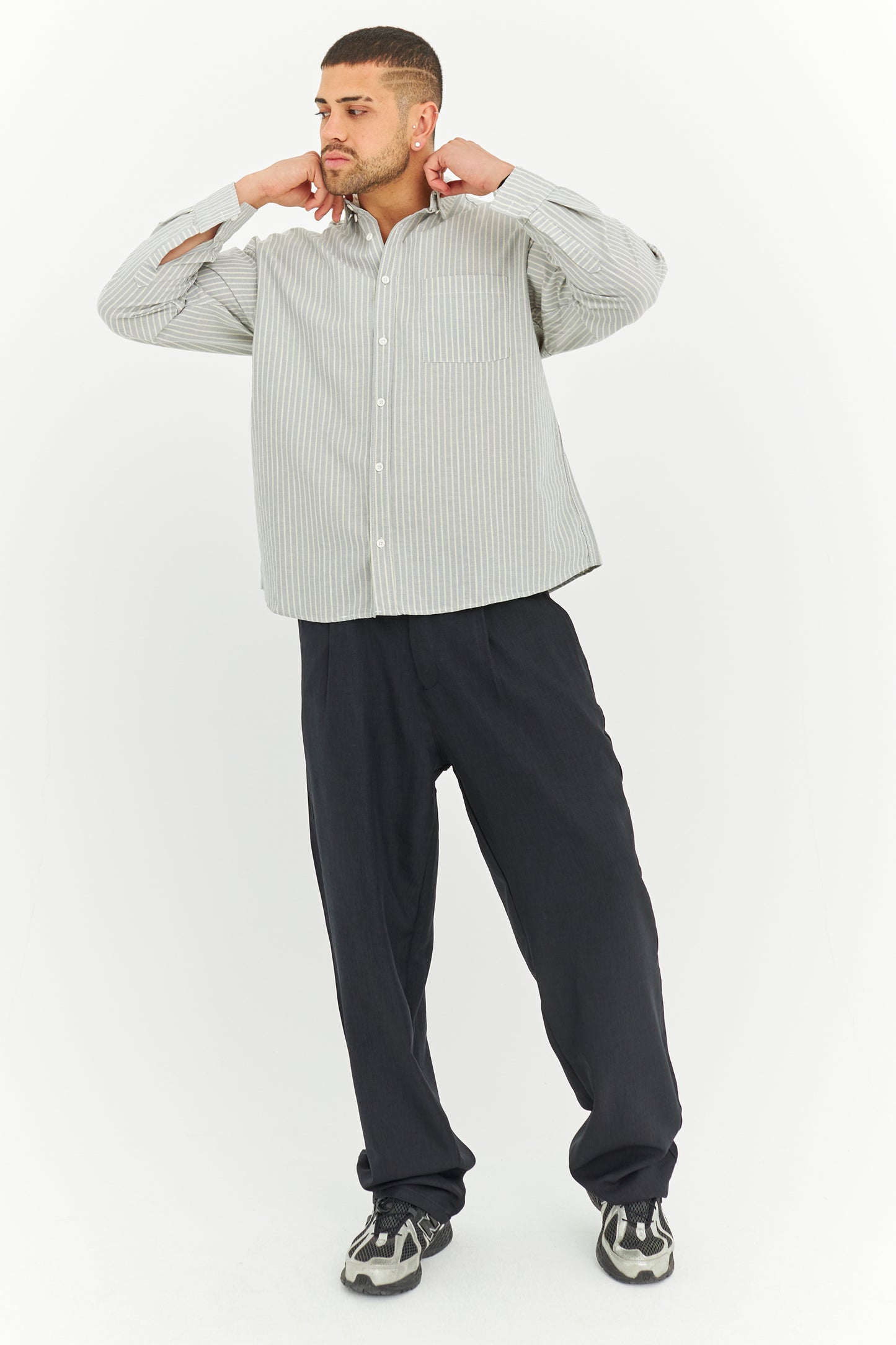 Çizgili Keten Gömlek 