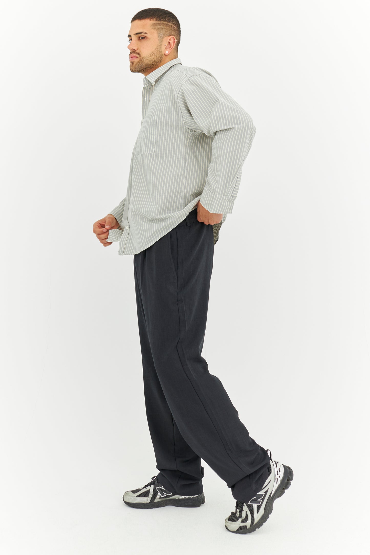 Çizgili Keten Gömlek 