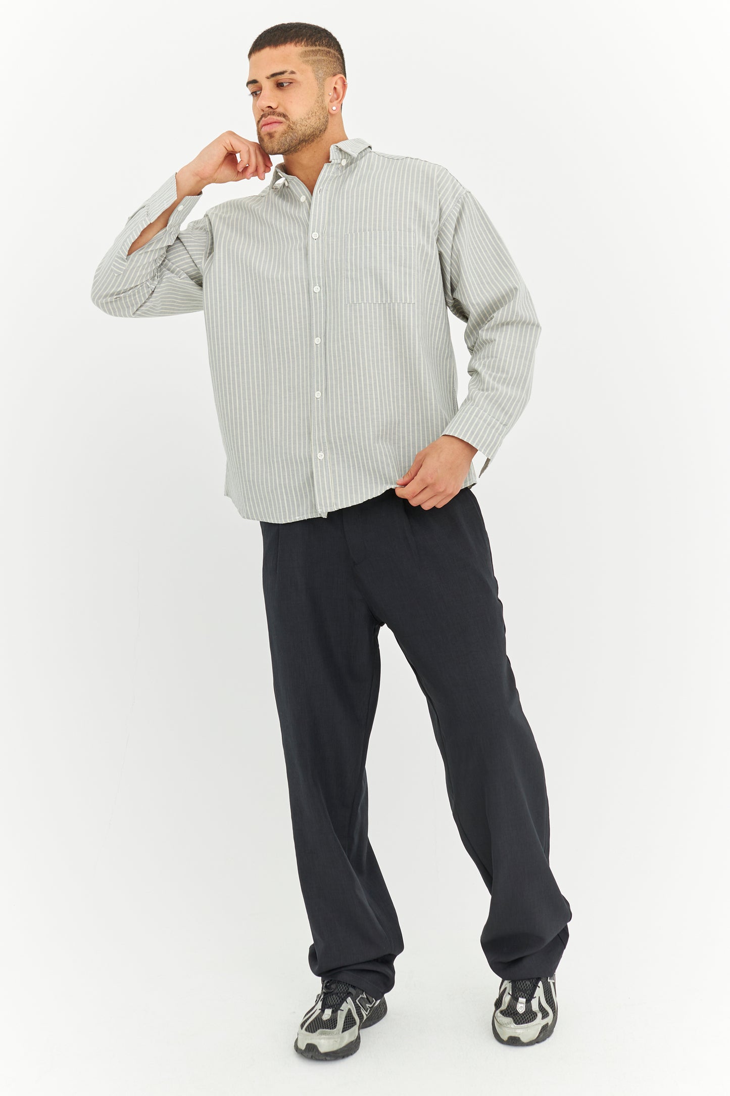 Çizgili Keten Gömlek 