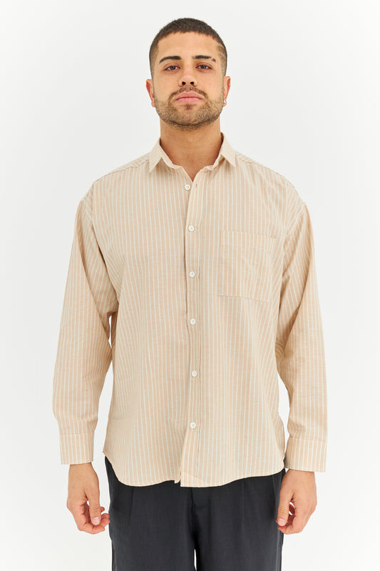 Çizgili Keten Gömlek 