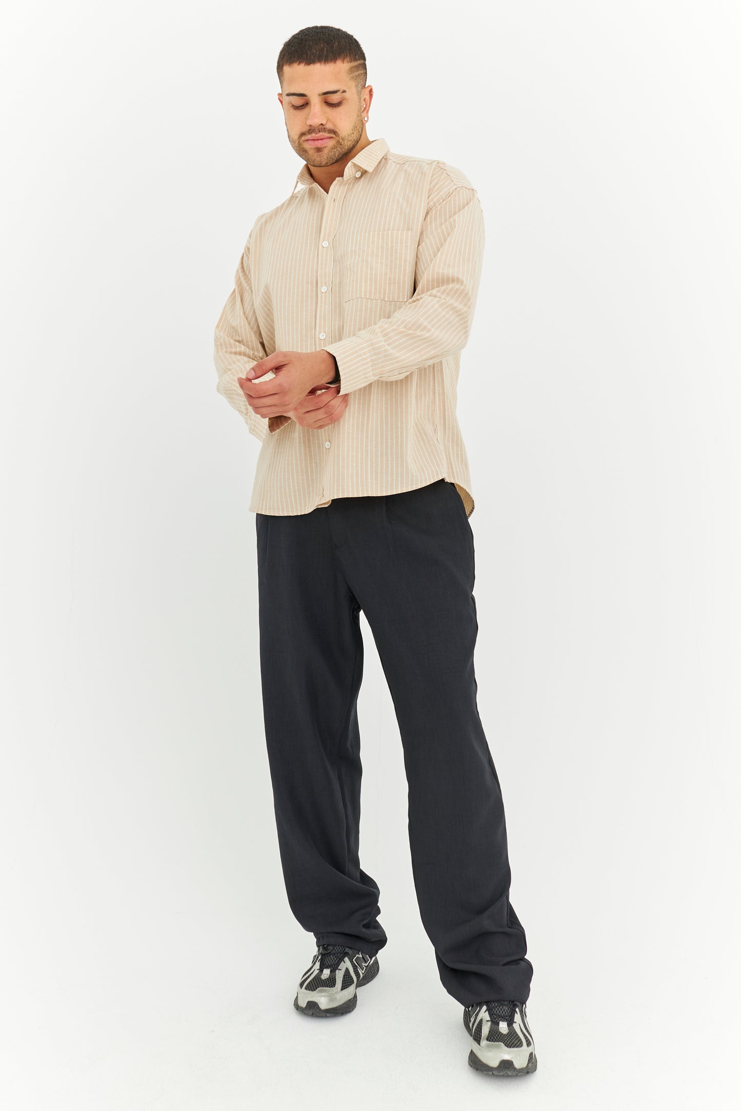 Çizgili Keten Gömlek 