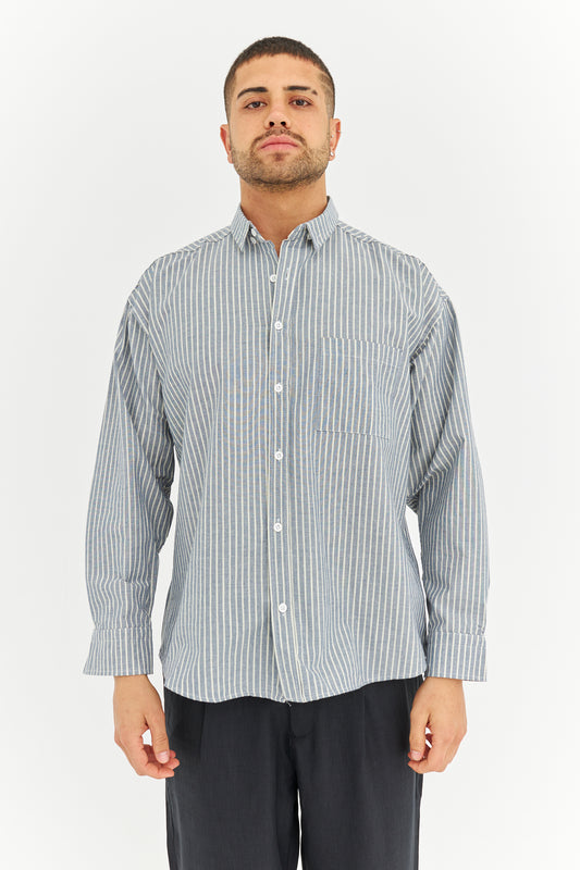 Çizgili Keten Gömlek 