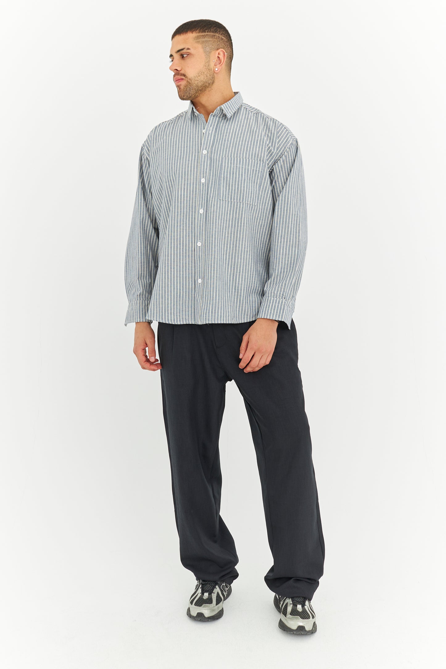 Çizgili Keten Gömlek 