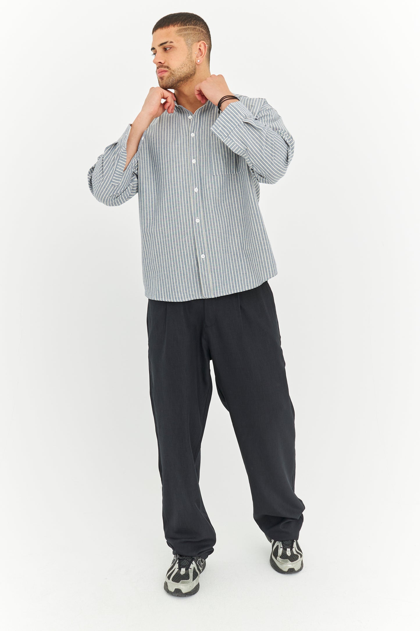 Çizgili Keten Gömlek 