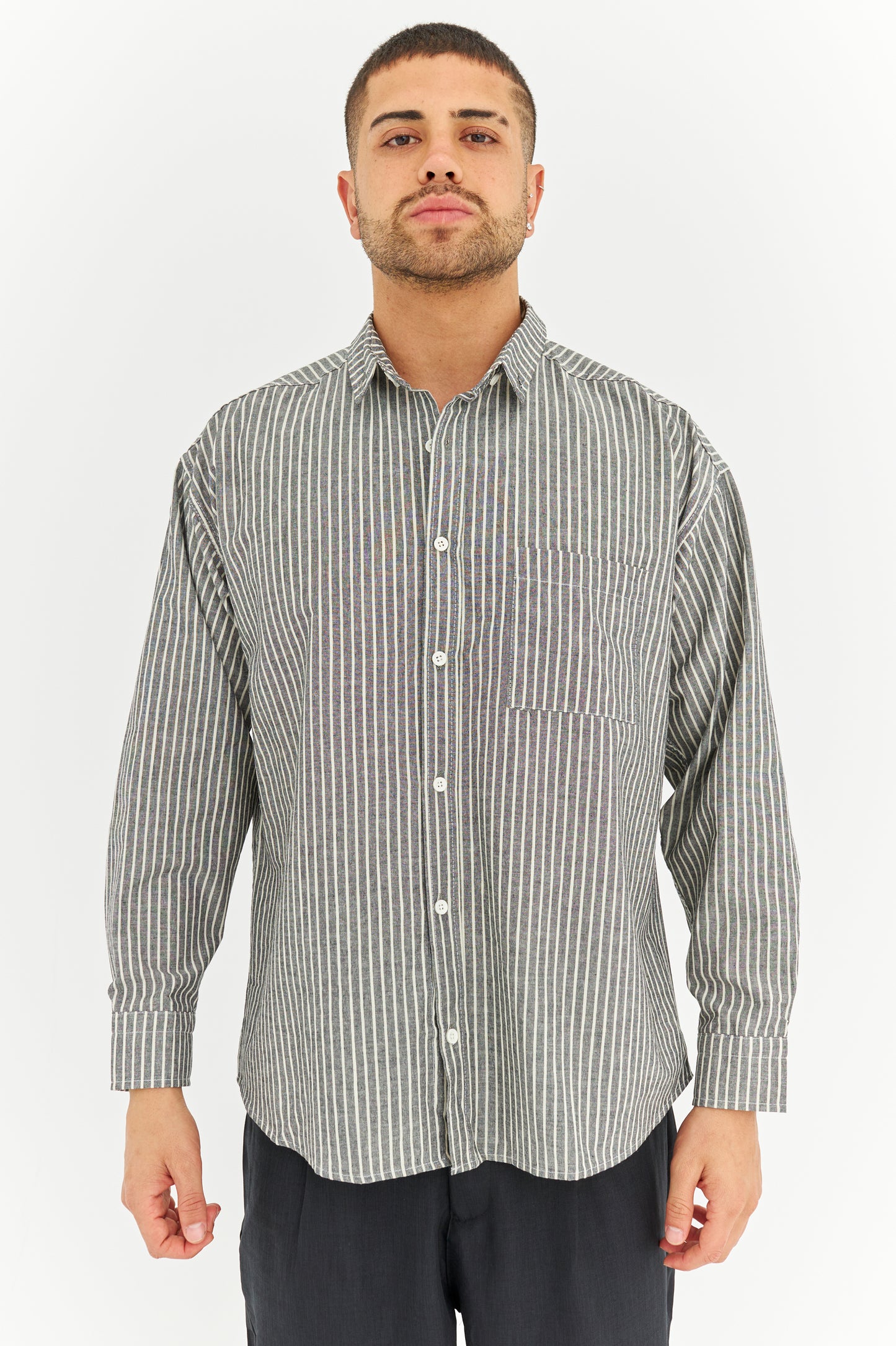 Çizgili Keten Gömlek 