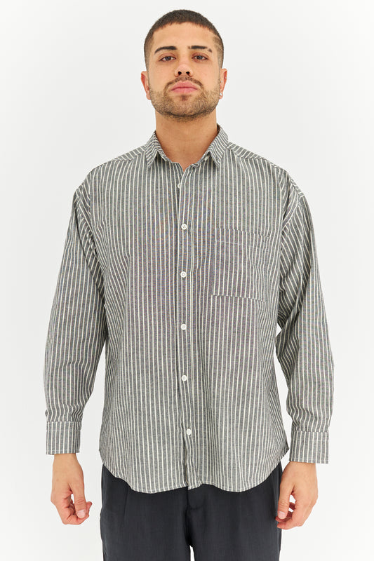 Çizgili Keten Gömlek 