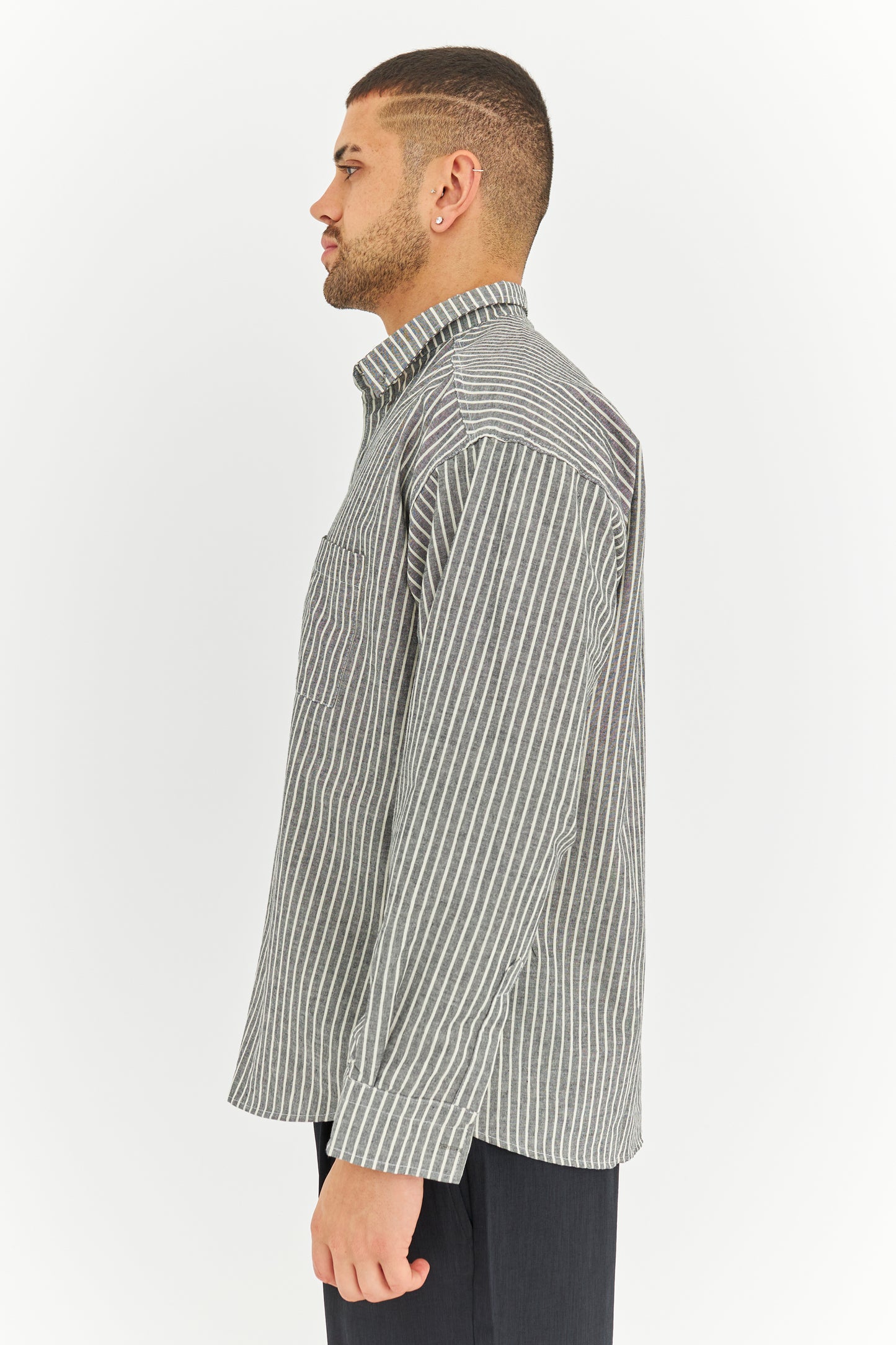 Çizgili Keten Gömlek 