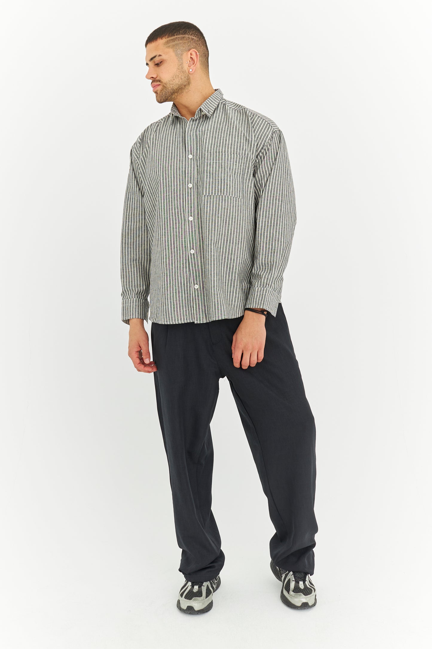 Çizgili Keten Gömlek 