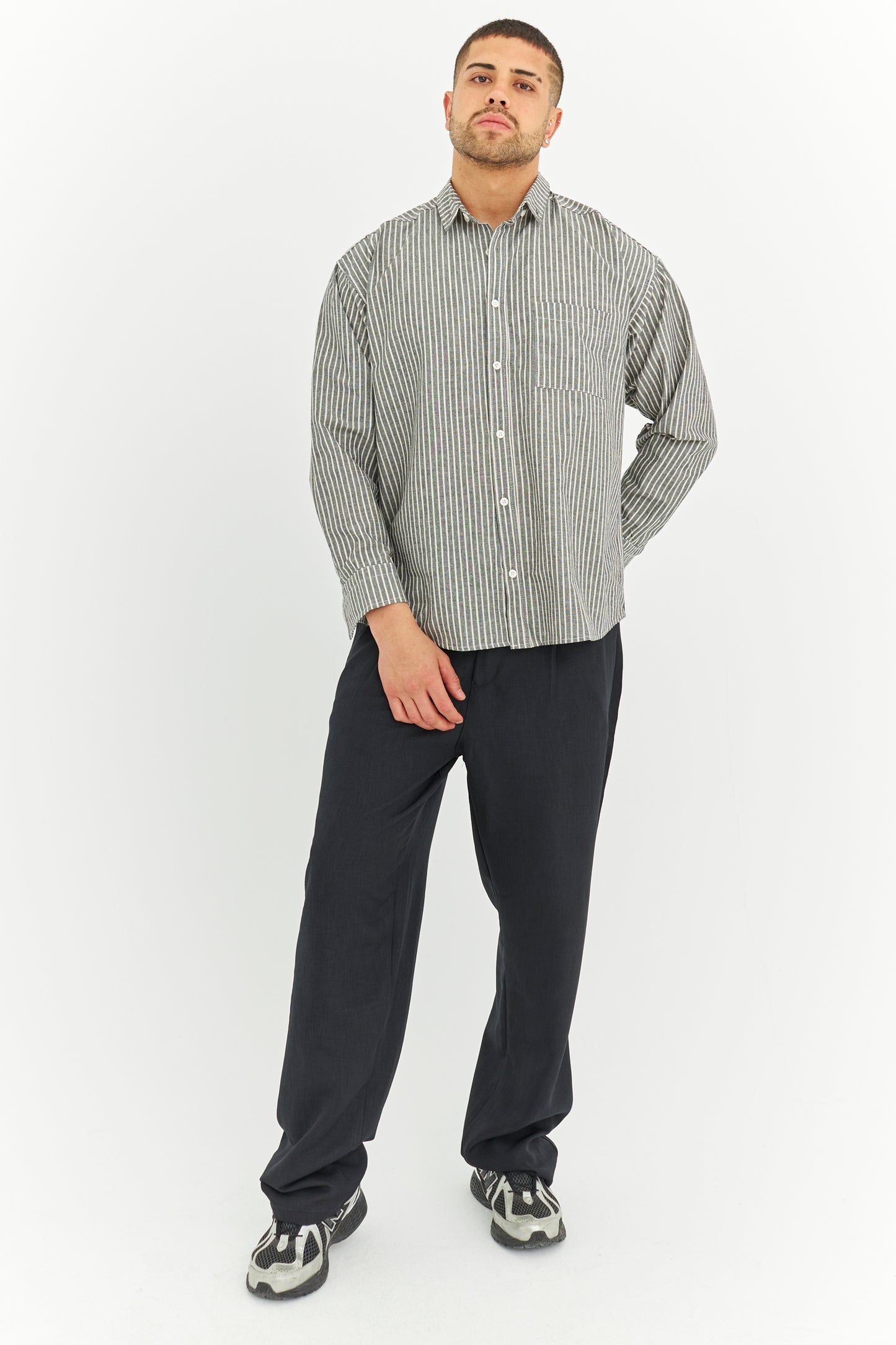 Çizgili Keten Gömlek 