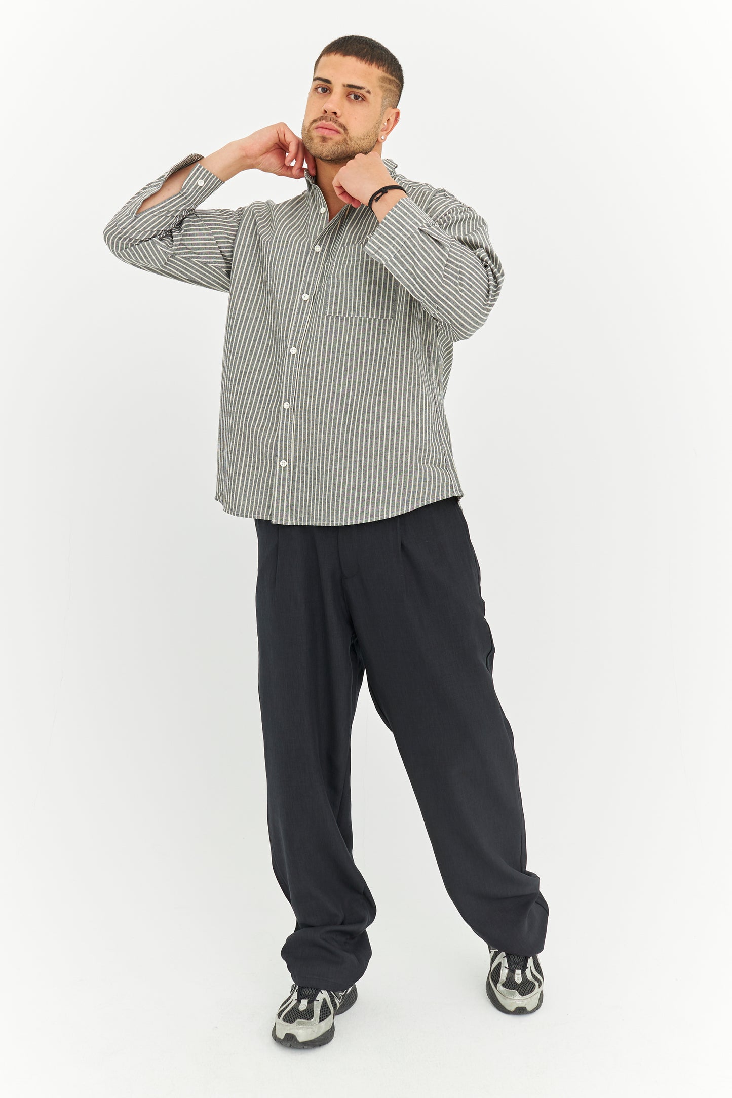 Çizgili Keten Gömlek 