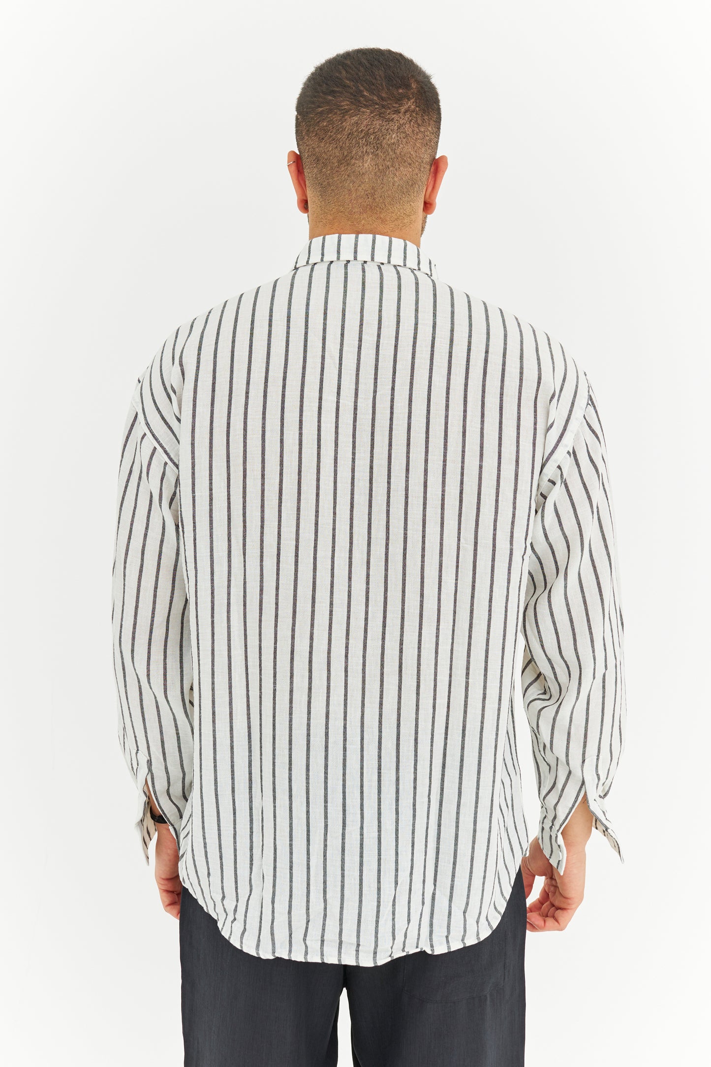 Çizgili Keten Gömlek 