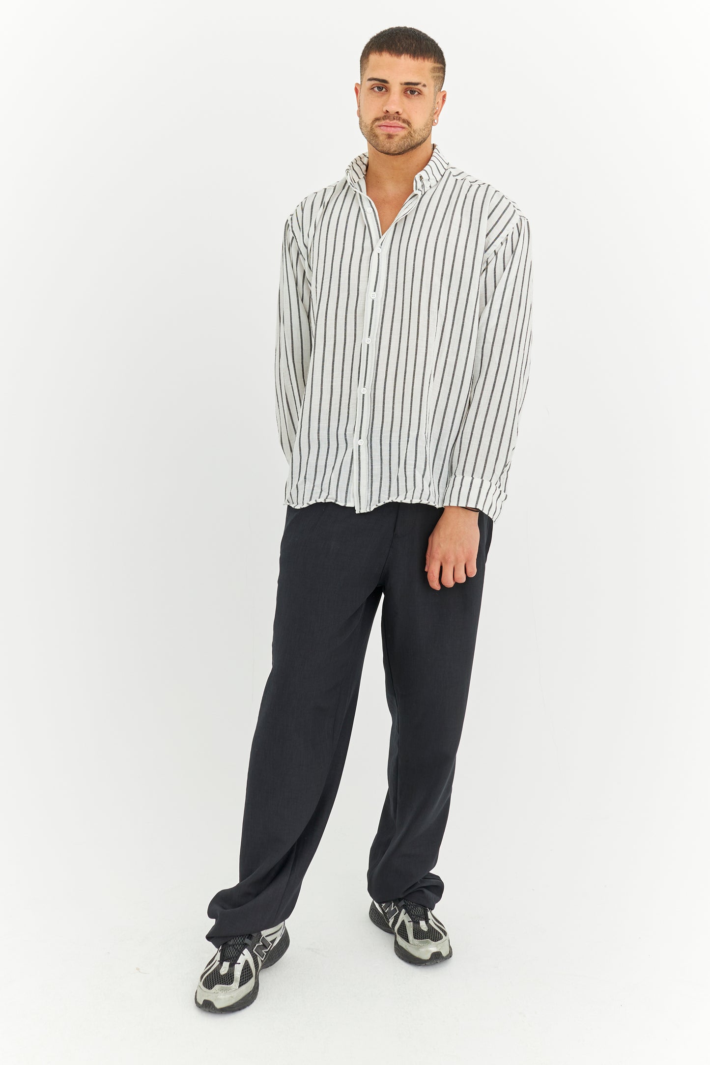 Çizgili Keten Gömlek 