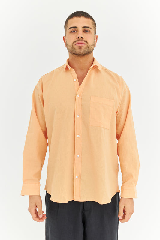 Tek Cepli Oversize Keten Gömlek