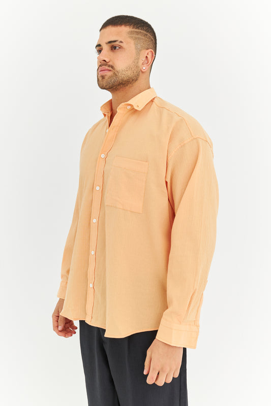 Tek Cepli Oversize Keten Gömlek