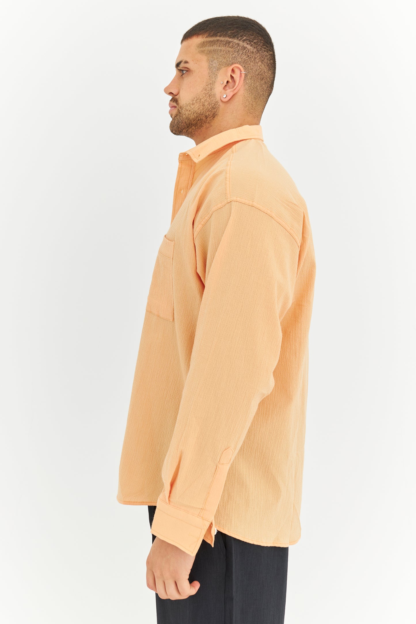 Tek Cepli Oversize Keten Gömlek