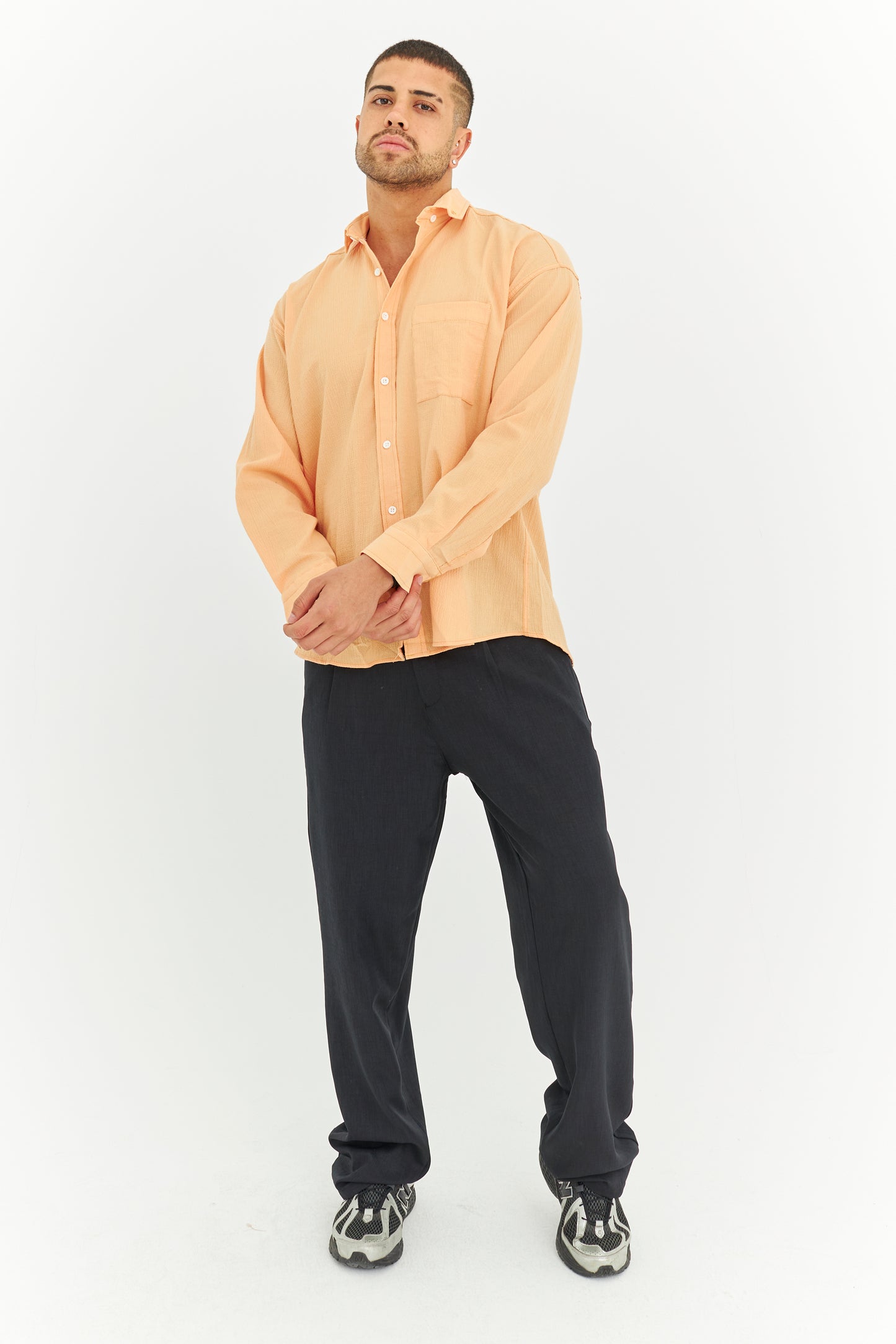 Tek Cepli Oversize Keten Gömlek