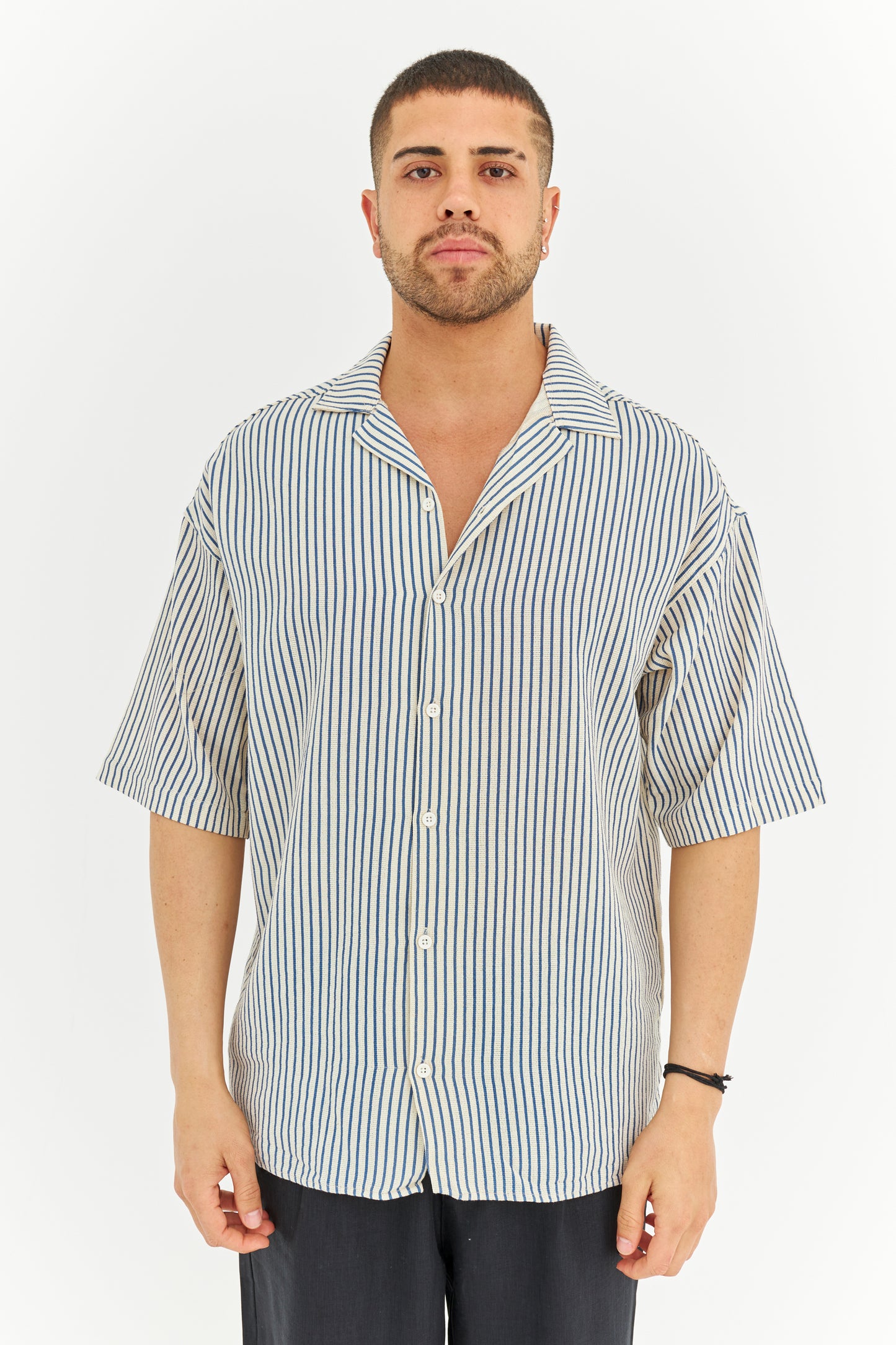 Çizgili Dokuma Kumaş Gömlek