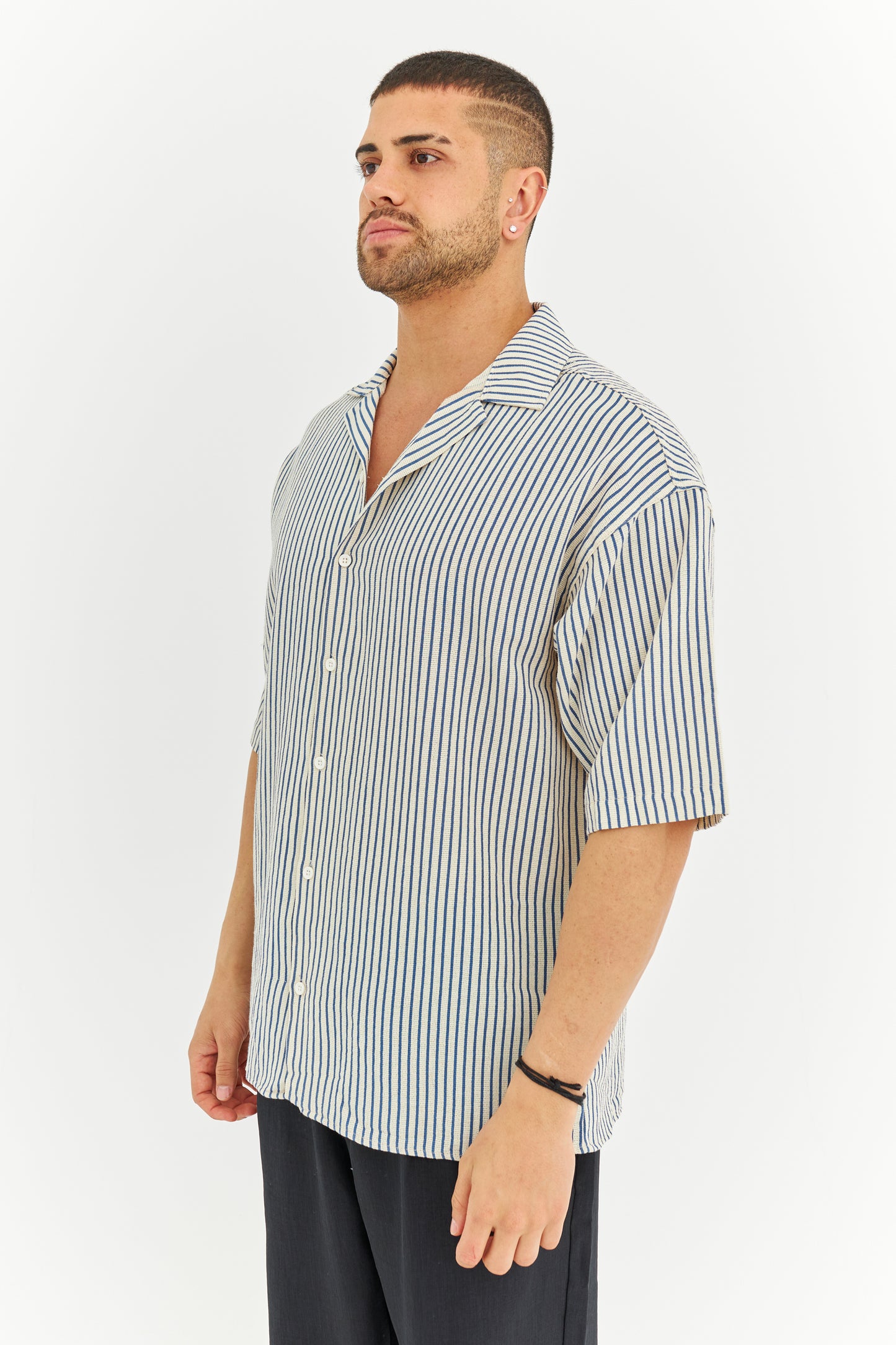 Çizgili Dokuma Kumaş Gömlek