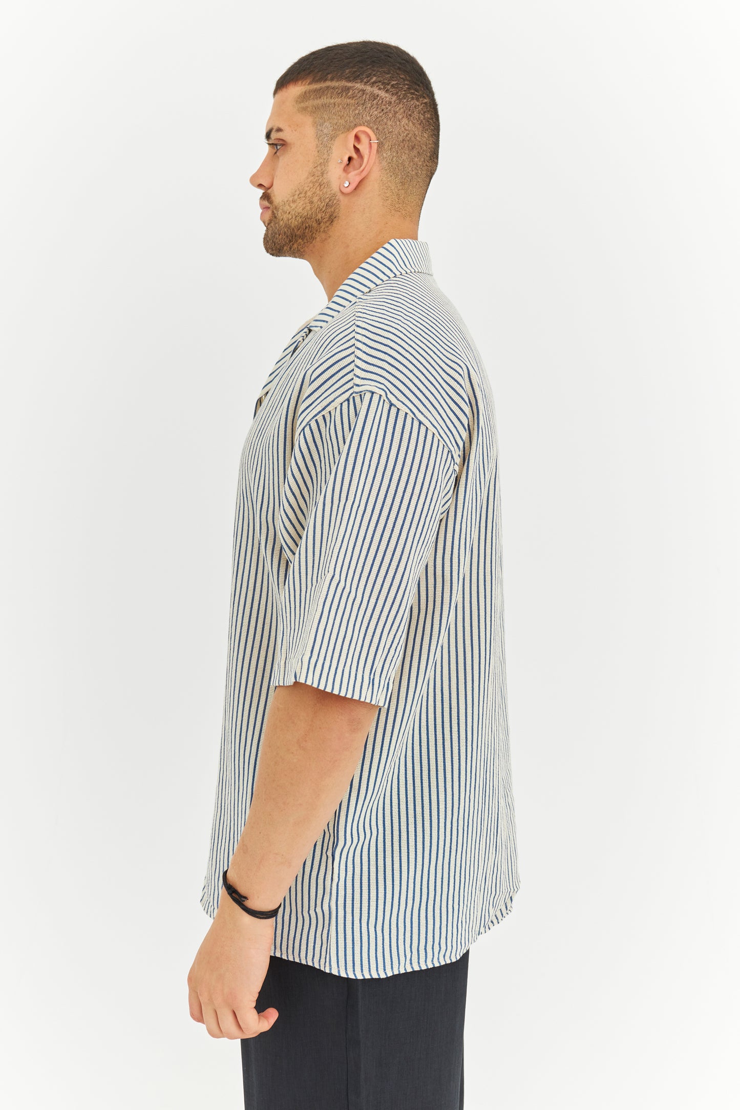Çizgili Dokuma Kumaş Gömlek