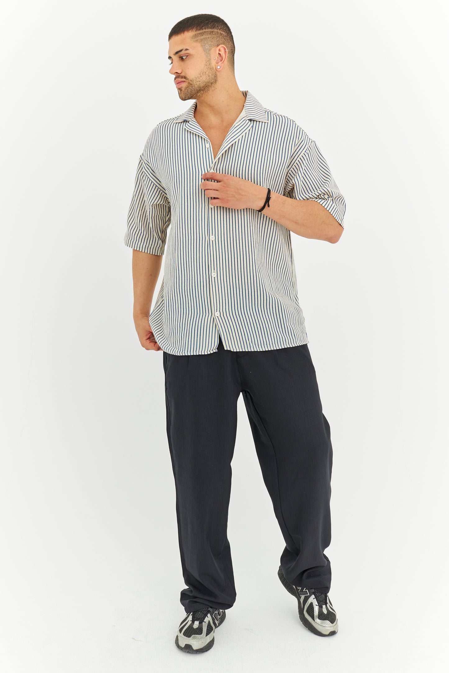 Çizgili Dokuma Kumaş Gömlek