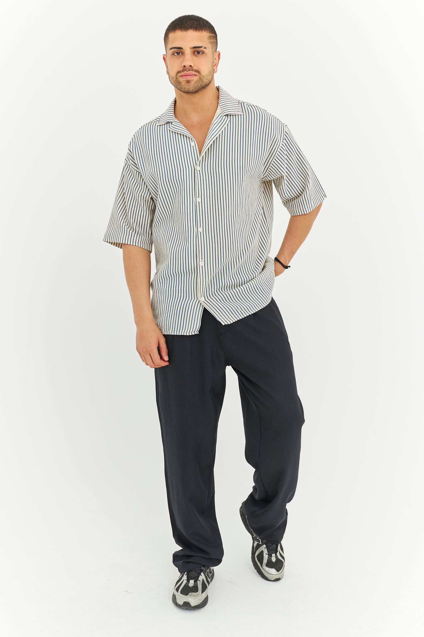 Çizgili Dokuma Kumaş Gömlek