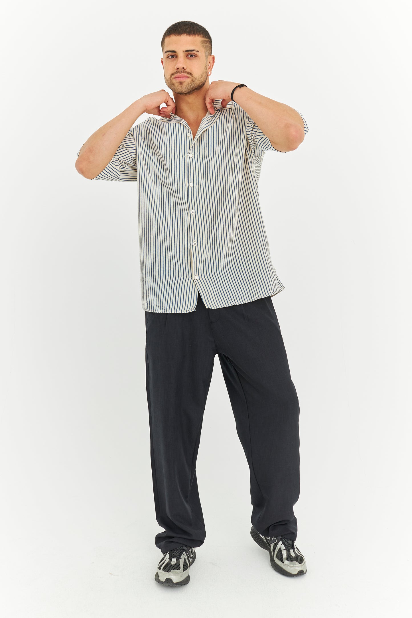 Çizgili Dokuma Kumaş Gömlek